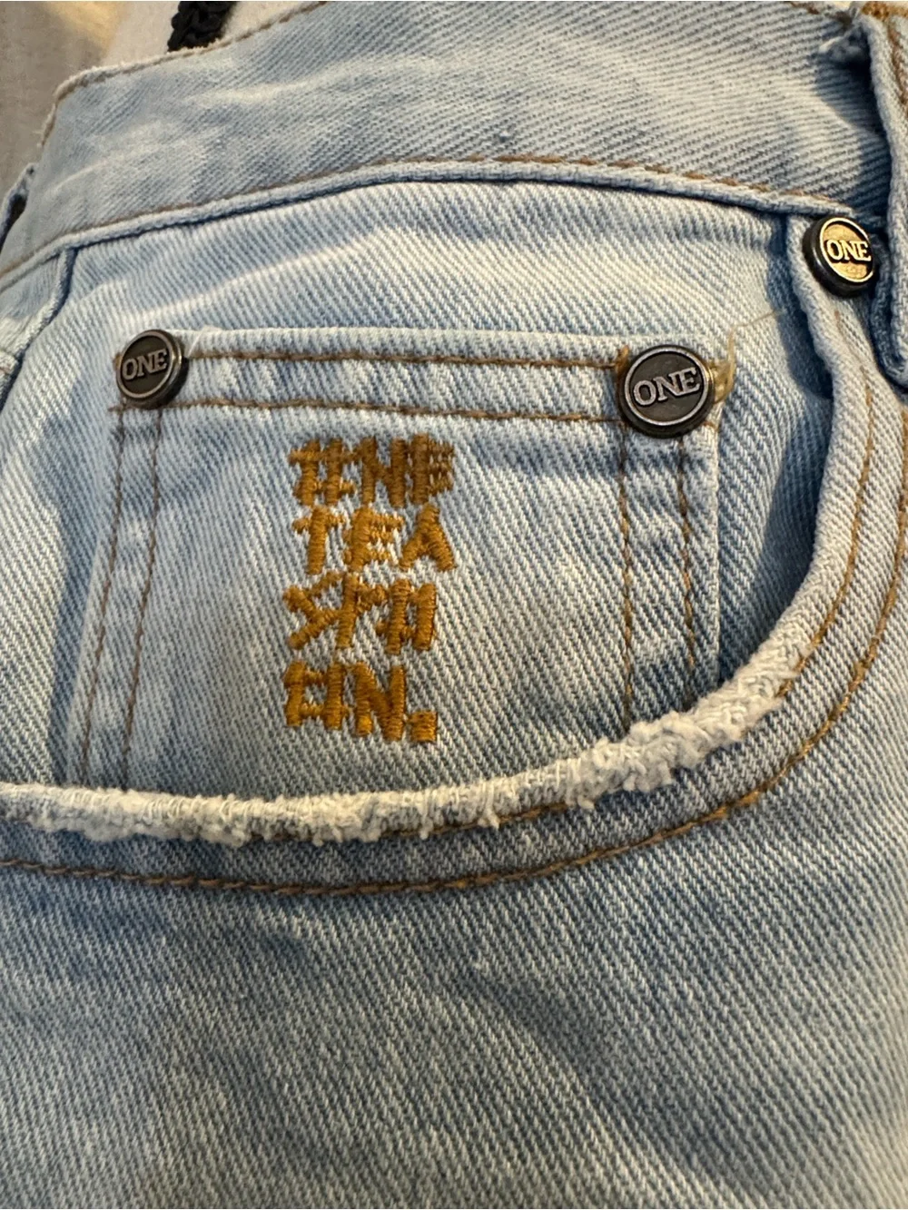 Free People One Teaspoon Light Wash Distressed Denim Shorts